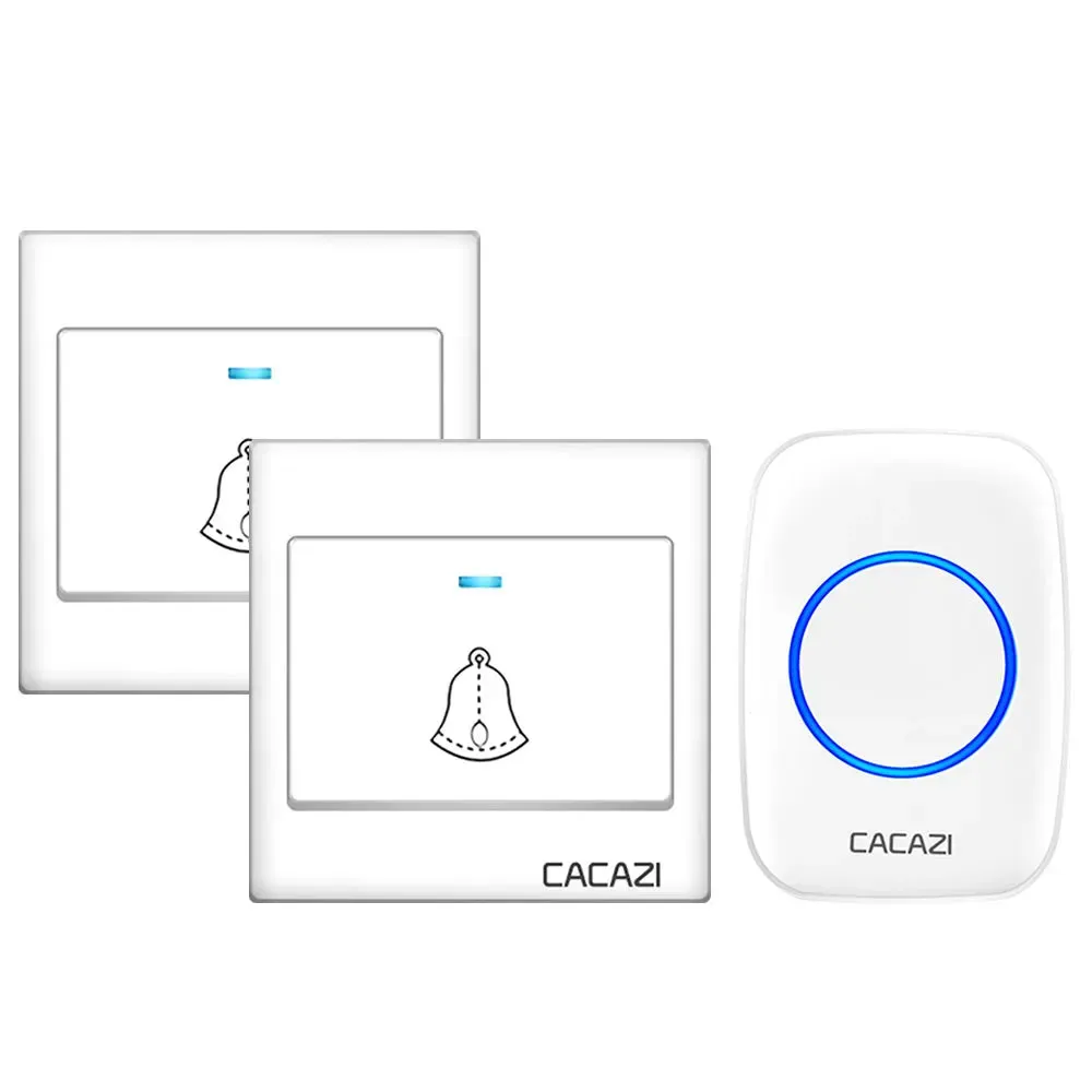CACAZI Wireless Doorbell Waterproof 60 chimes 5 Volume Home Cordless Door Ring Bell 220V US EU UK Plug 1 2 Button 1 2 3 Receiver