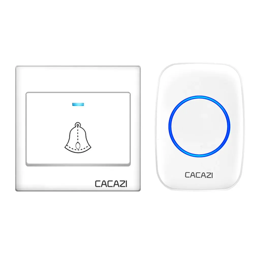 CACAZI Wireless Doorbell Waterproof 60 chimes 5 Volume Home Cordless Door Ring Bell 220V US EU UK Plug 1 2 Button 1 2 3 Receiver