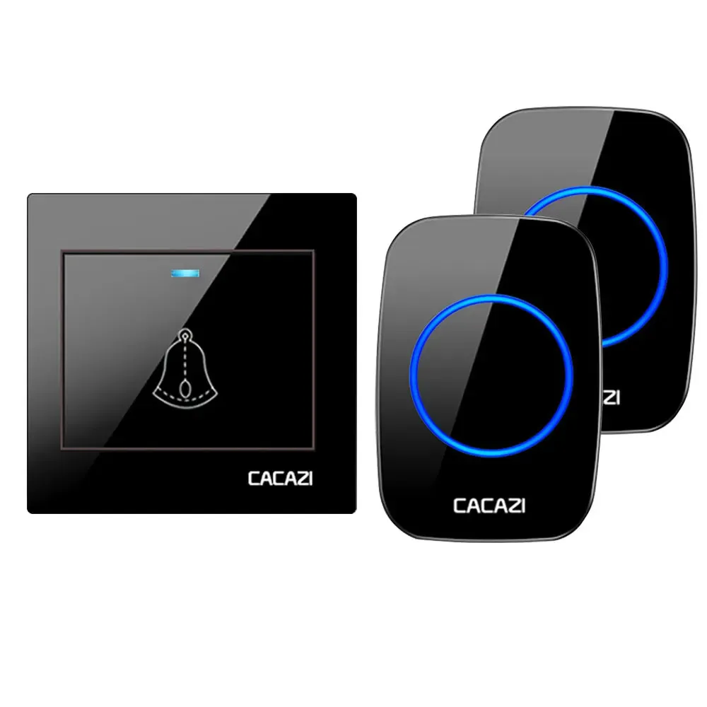 CACAZI Wireless Doorbell Waterproof 60 chimes 5 Volume Home Cordless Door Ring Bell 220V US EU UK Plug 1 2 Button 1 2 3 Receiver