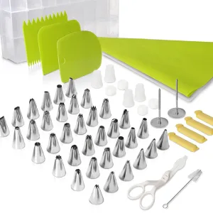 Cake Decorating Supplies Kit, Teenitor 62Pcs Baking Tools Supplies with 36 frosting tips and nozzles pastry bags lifter scissors scrapers cleaning brush flower nail coupler Plastic Sealing Clips