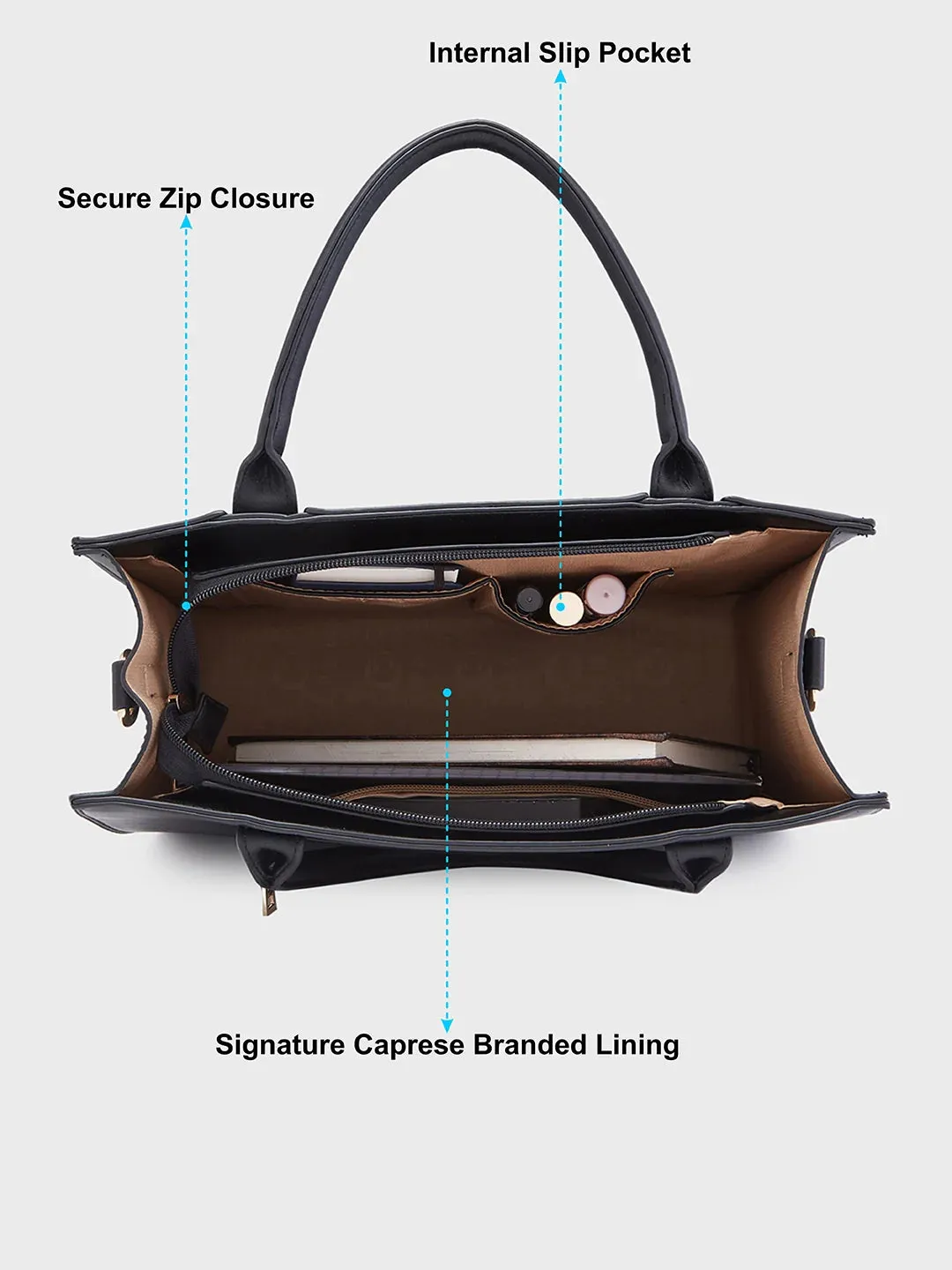 Caprese Roxana Medium Black Tote Bag