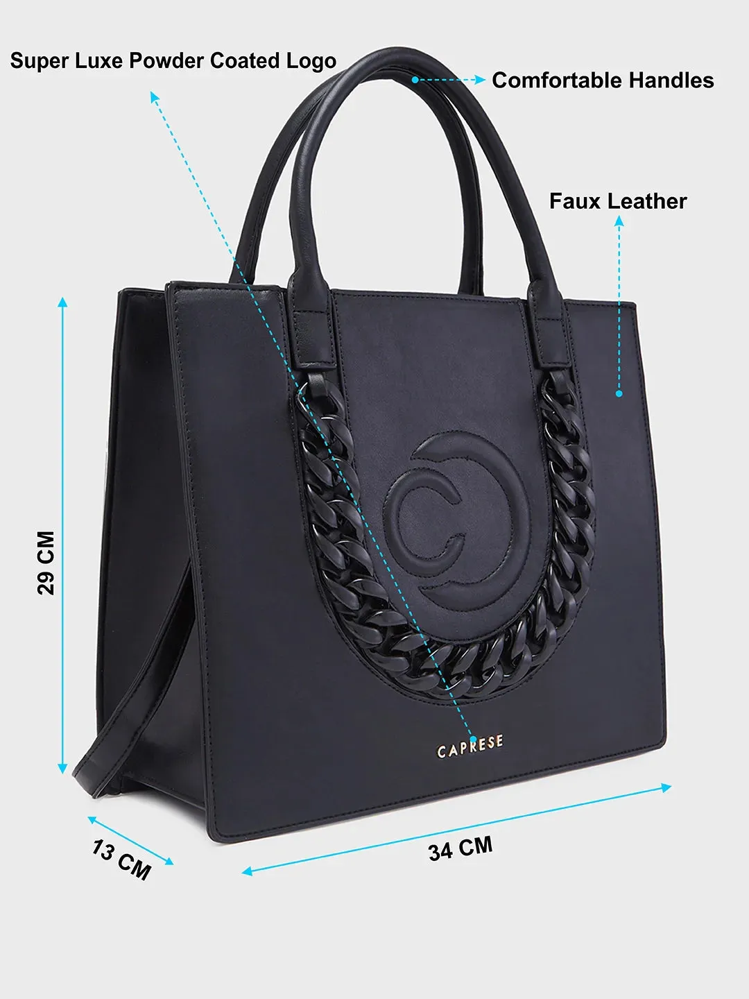 Caprese Roxana Medium Black Tote Bag