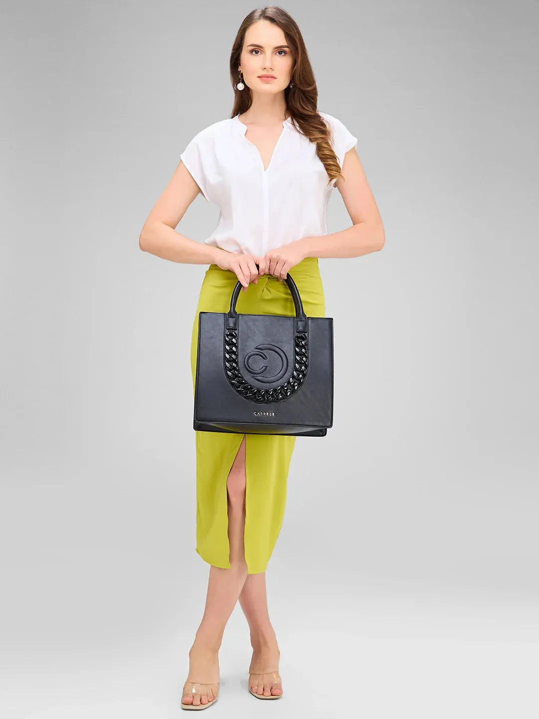 Caprese Roxana Medium Black Tote Bag