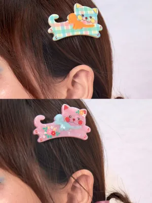 Cat Print Hair Clip Accessories