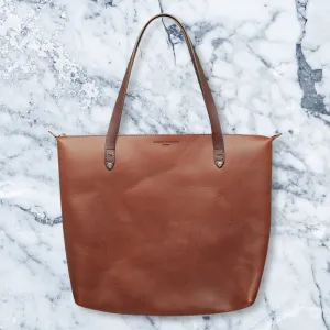 Charlie Middleton Bespoke Zippered Tote, Cognac