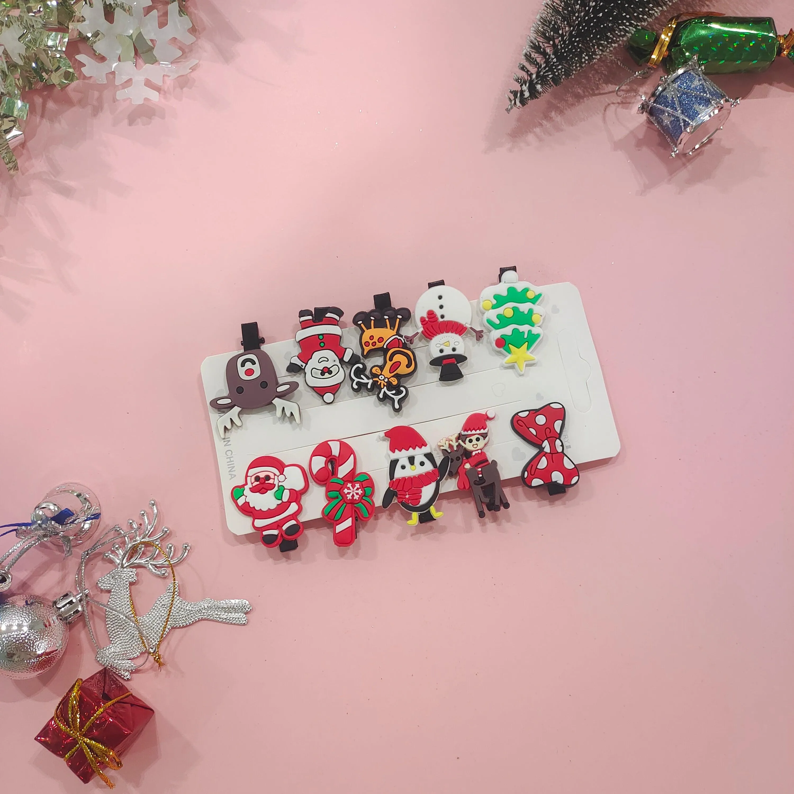 Christmas Hair Clips Set - Pack of 10