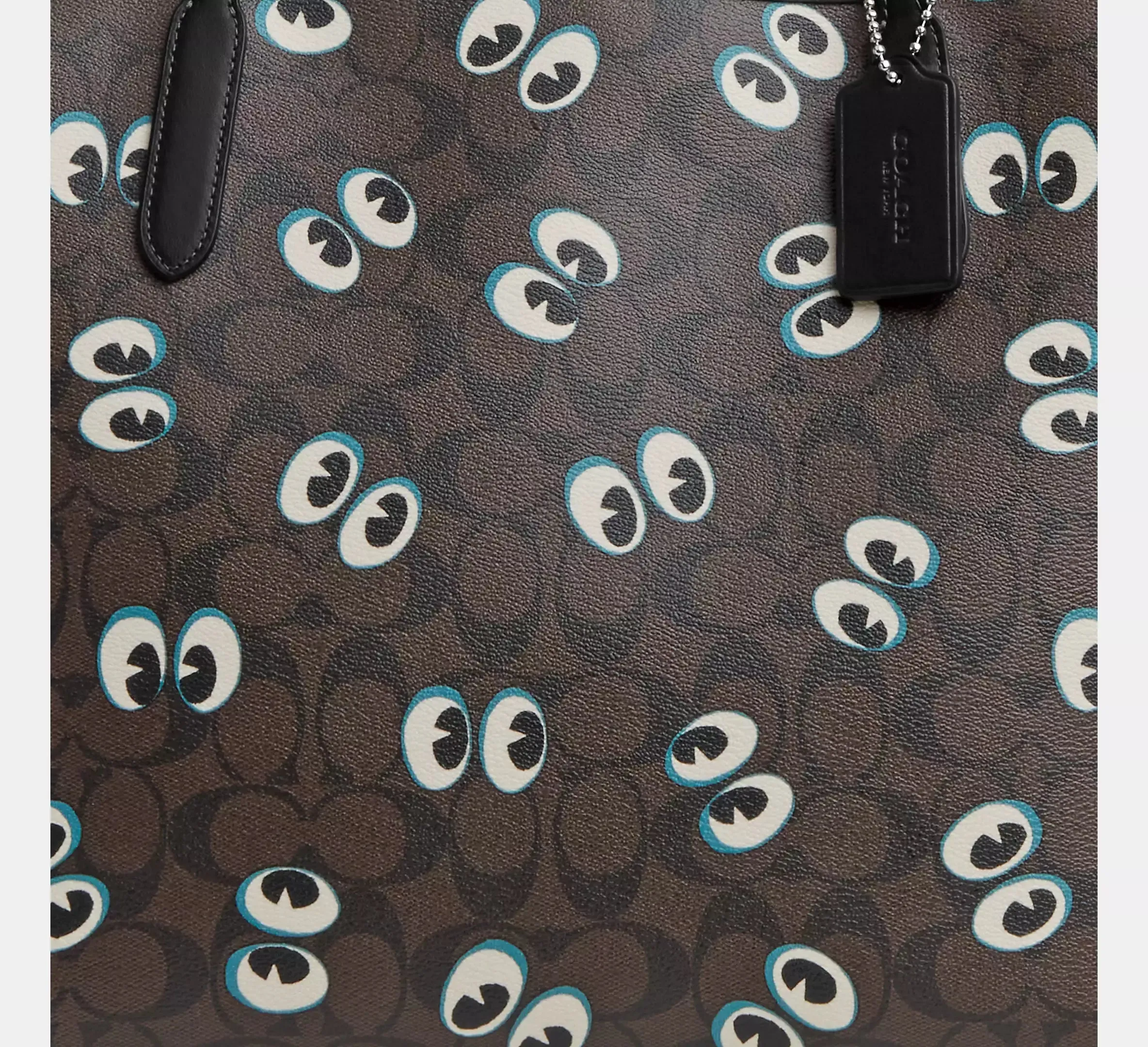 City Tote In Signature Canvas With Halloween Eyes