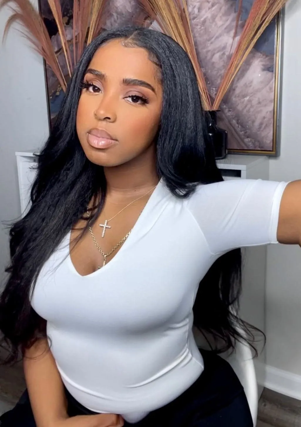Classic Lace Weft Clip In Kinky Straight Human Hair Extensions EYA1