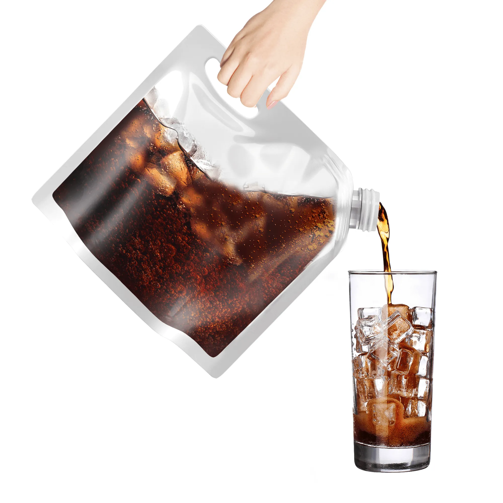 Clear Beverage "To-Go" Bags for carbonated beverages