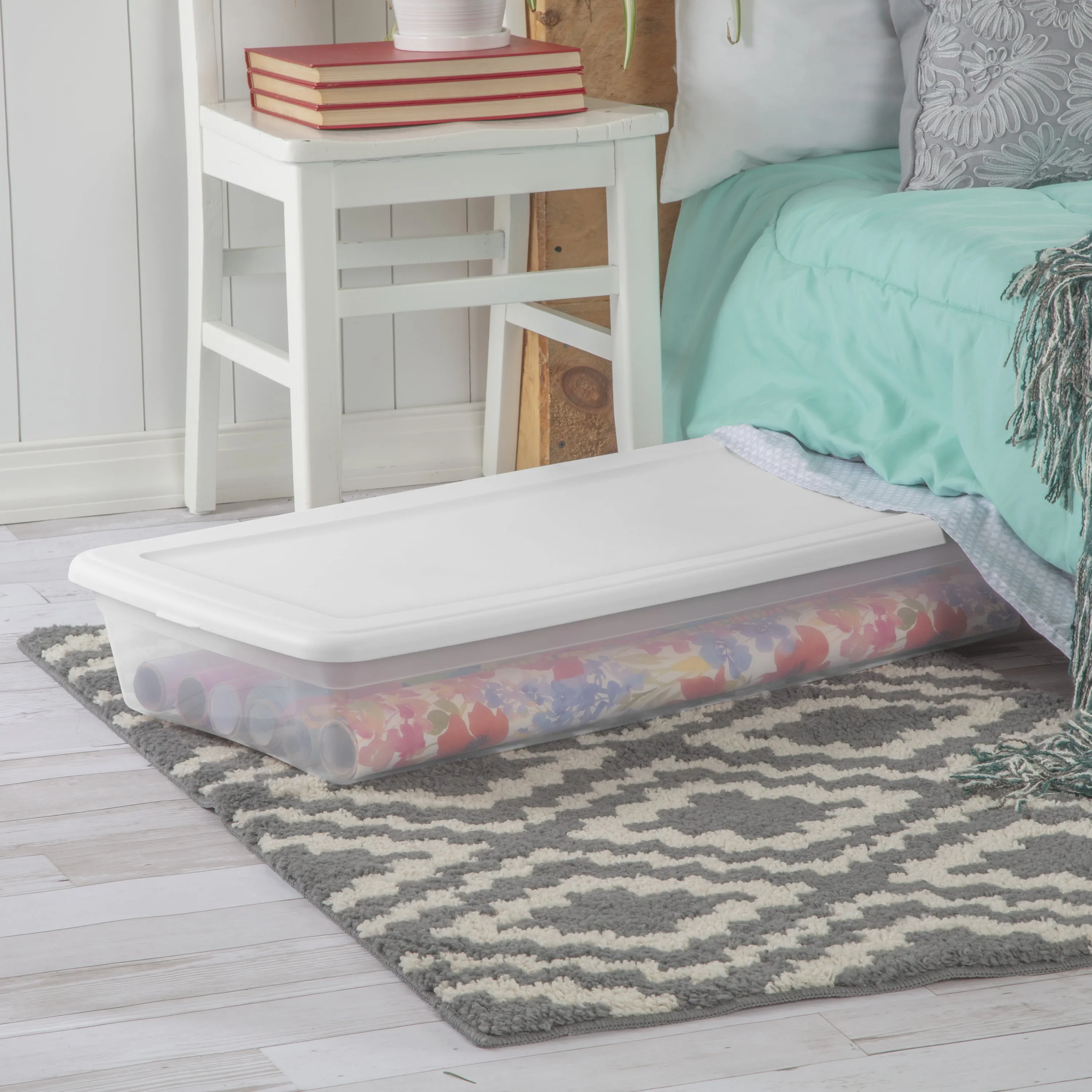Clear Storage Box With Indexed Lid Stackable Under Bed Plastic Bin Container