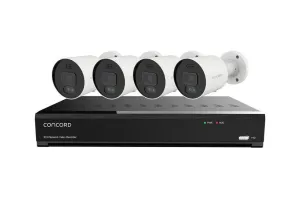 Concord 8 Channel 4K NVR Kit with 4 x 12MP Bullet Cameras featuring Red and Green Lights V3 QV5534