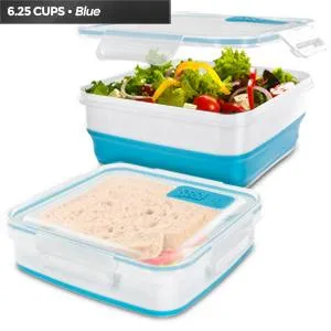 Cool Gear Expandable Air Tight Food Lunch Box 6.25 CUP BPA-free Meal Prep Blue