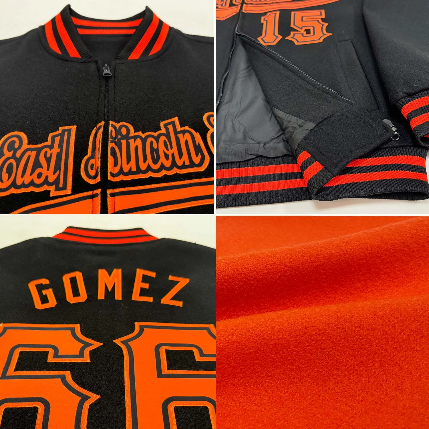 Custom Orange White-Royal Bomber Varsity Letterman Two Tone Zipper Jacket