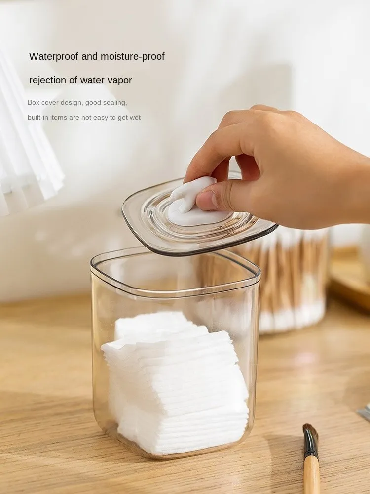 Cute Transparent Cotton Swabs Facial Wipe Storage Box