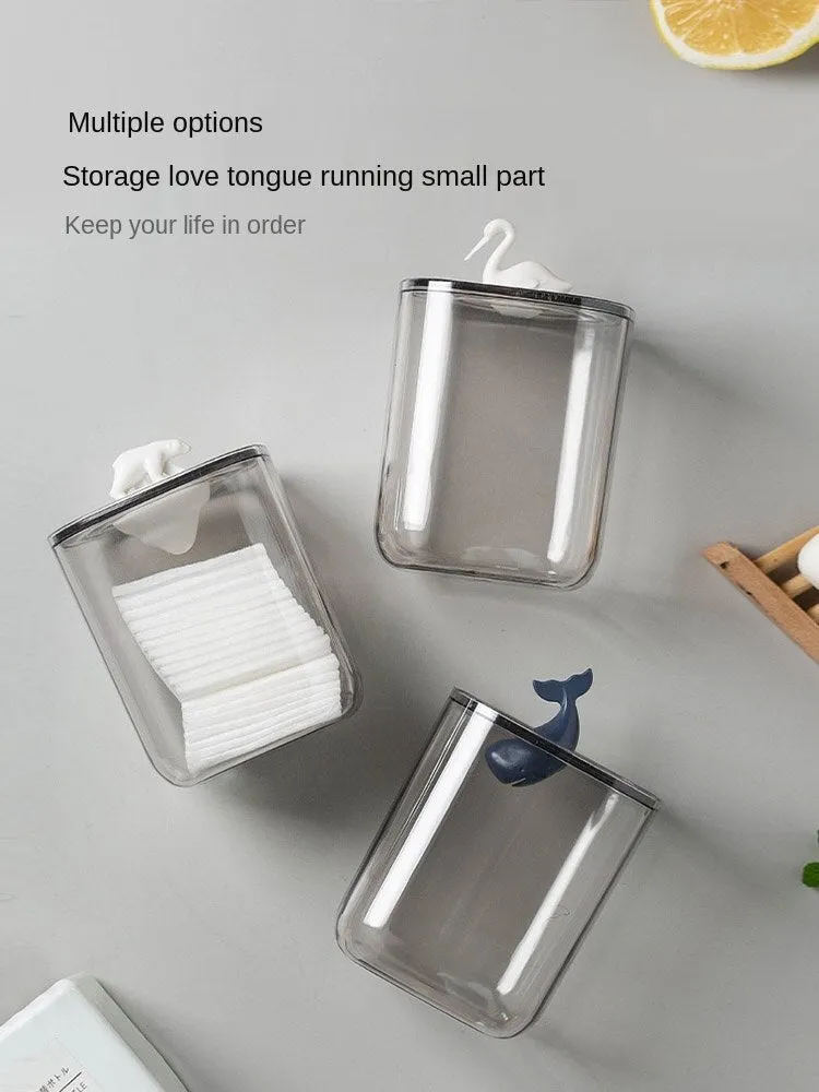 Cute Transparent Cotton Swabs Facial Wipe Storage Box