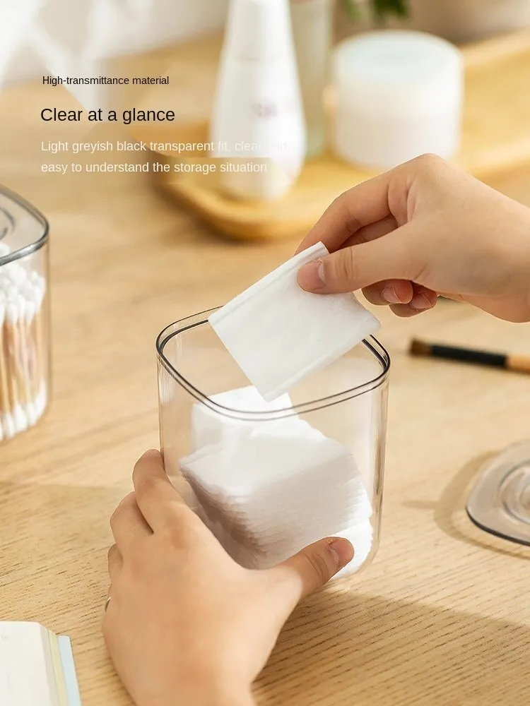 Cute Transparent Cotton Swabs Facial Wipe Storage Box