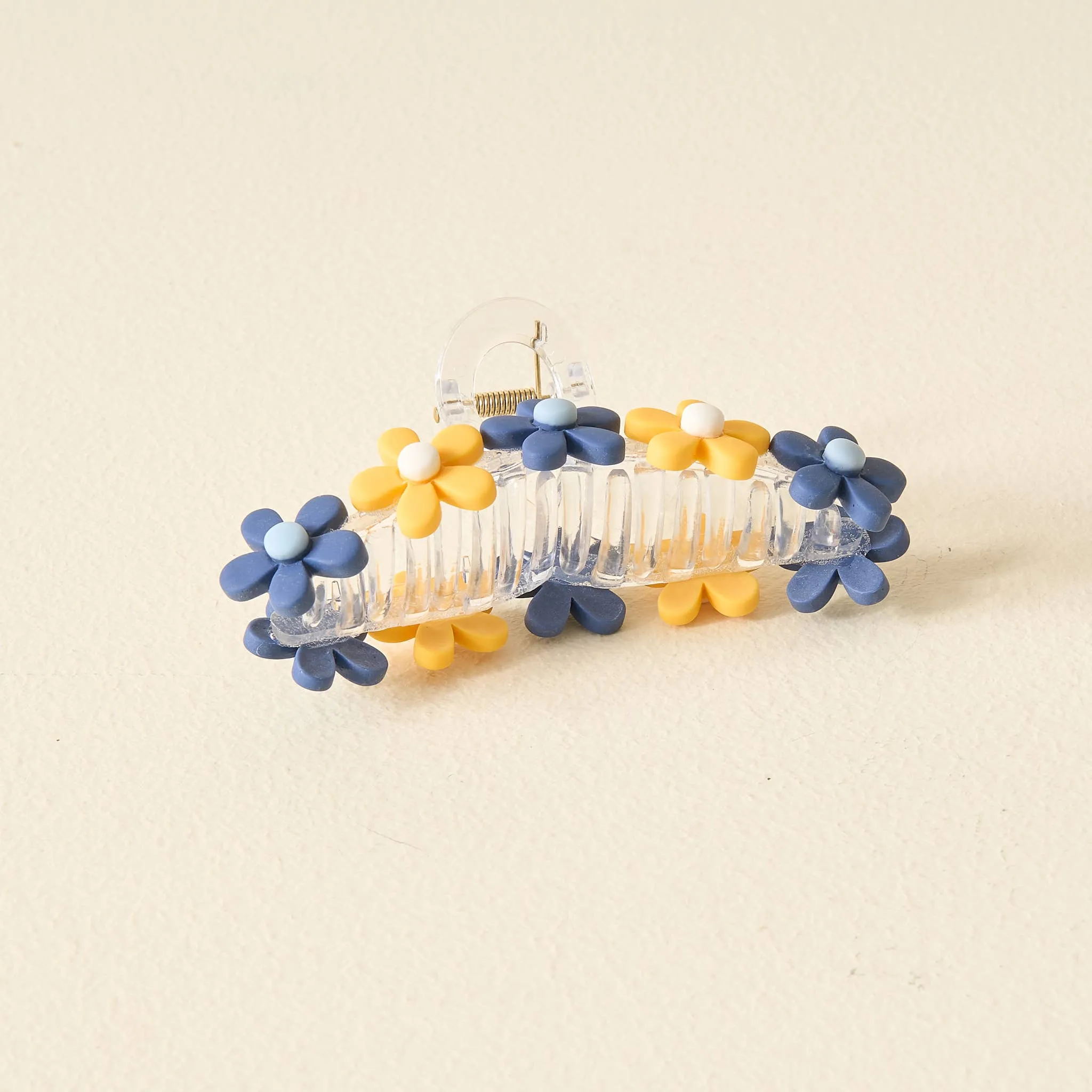 Daisy Claw Clip - Navy Yellow