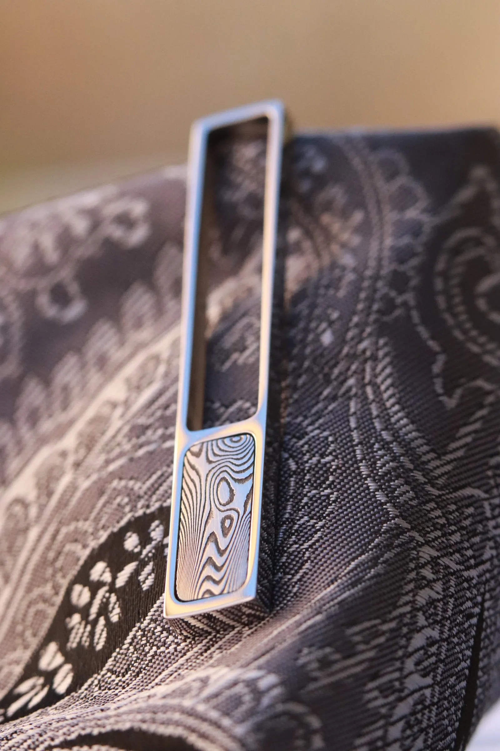 Damascus tie clip / stainless damascus tie clip, damasteel tie clip, tie bar