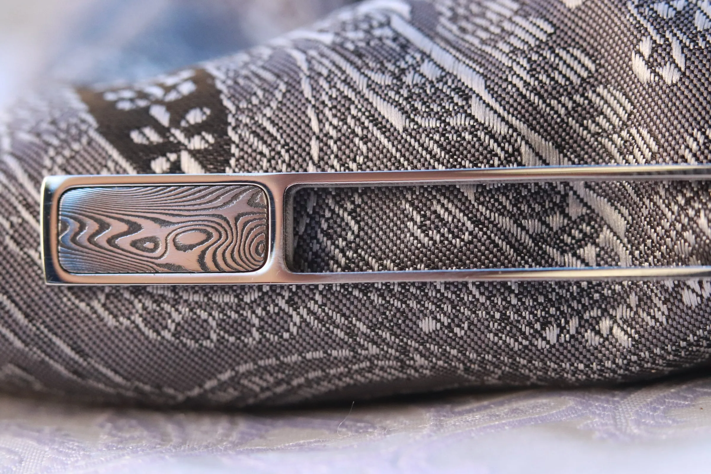 Damascus tie clip / stainless damascus tie clip, damasteel tie clip, tie bar