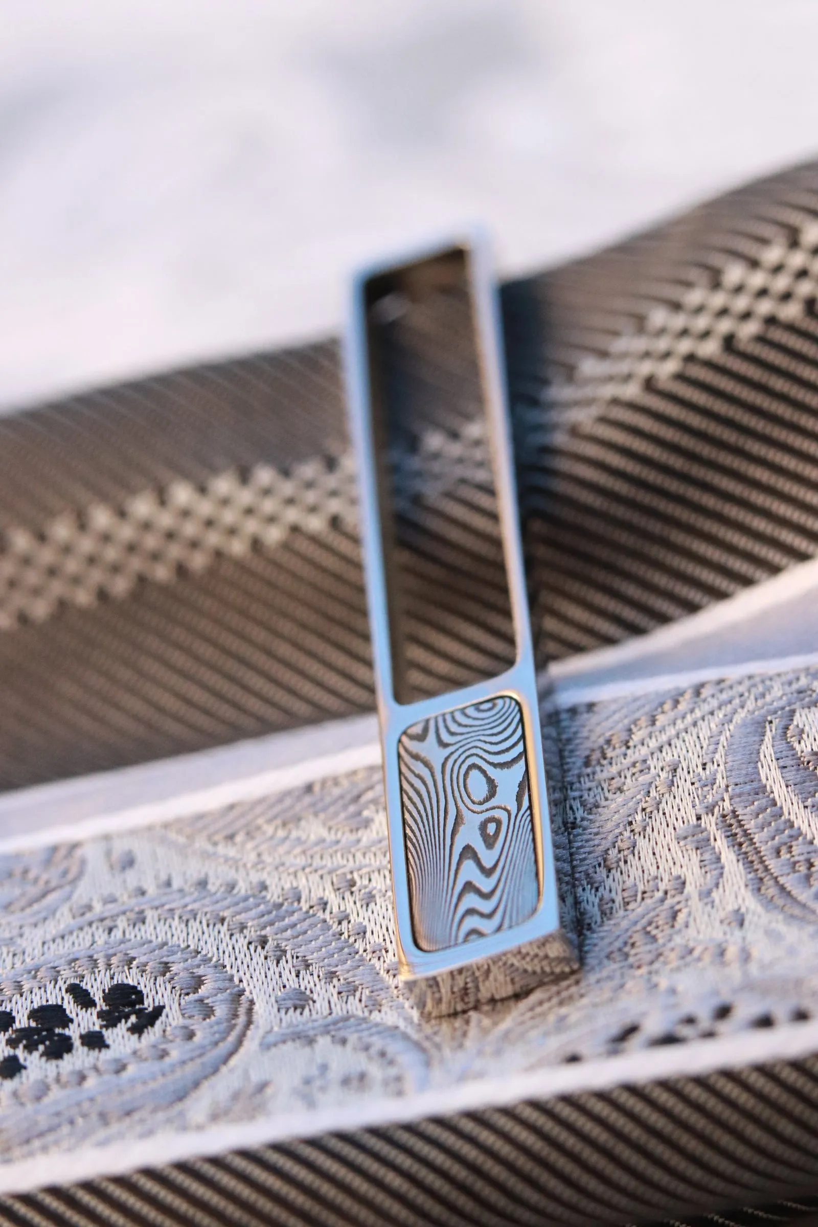 Damascus tie clip / stainless damascus tie clip, damasteel tie clip, tie bar