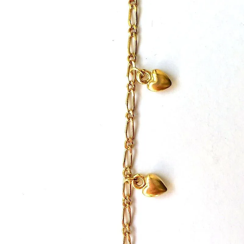 Dangling Puff Hearts Gold Chain by the Inch (#731)