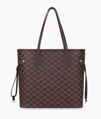 Dark Brown checkered neverfull tote bag (Zip Closure)