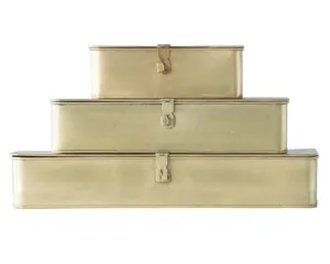 Decorative vintage gold metal storage box set