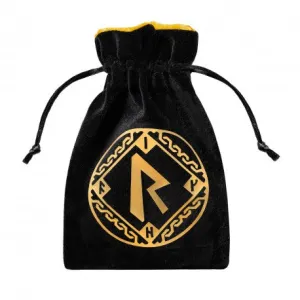 Dice Bag - Runic Black and Golden Velour