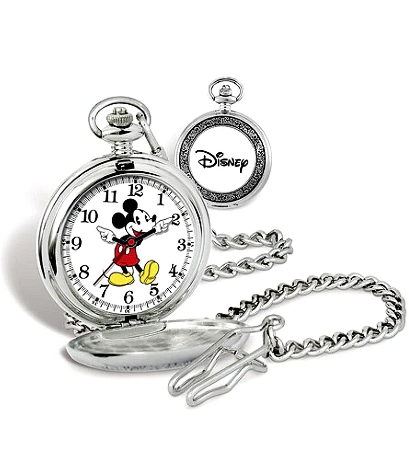 Disney's Mickey Mouse Closed Cover Pocket Watch with Chain, XWA5723