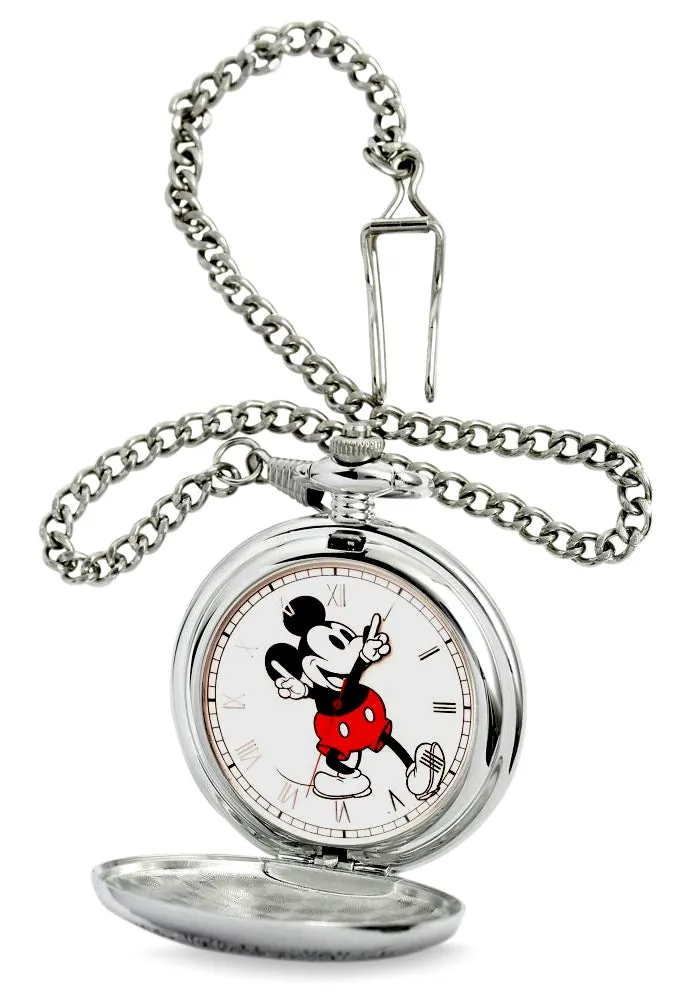 Disney's Mickey Mouse Closed Cover Pocket Watch with Chain, XWA5723