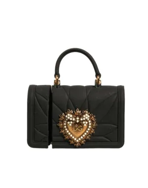 Dolce&Gabbana Women Black Airpods Case Silicone Devotion Heart Cover Hand Bag
