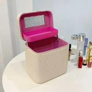 Double-layer Suitcase cosmetics bag Make-up Storage Bags For Women