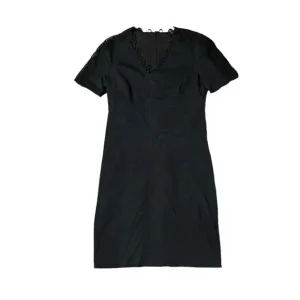 Elie Tahari Women's Black Lace Trim V-Neck Zip Back Sleeveless Shift Dress SZ 6