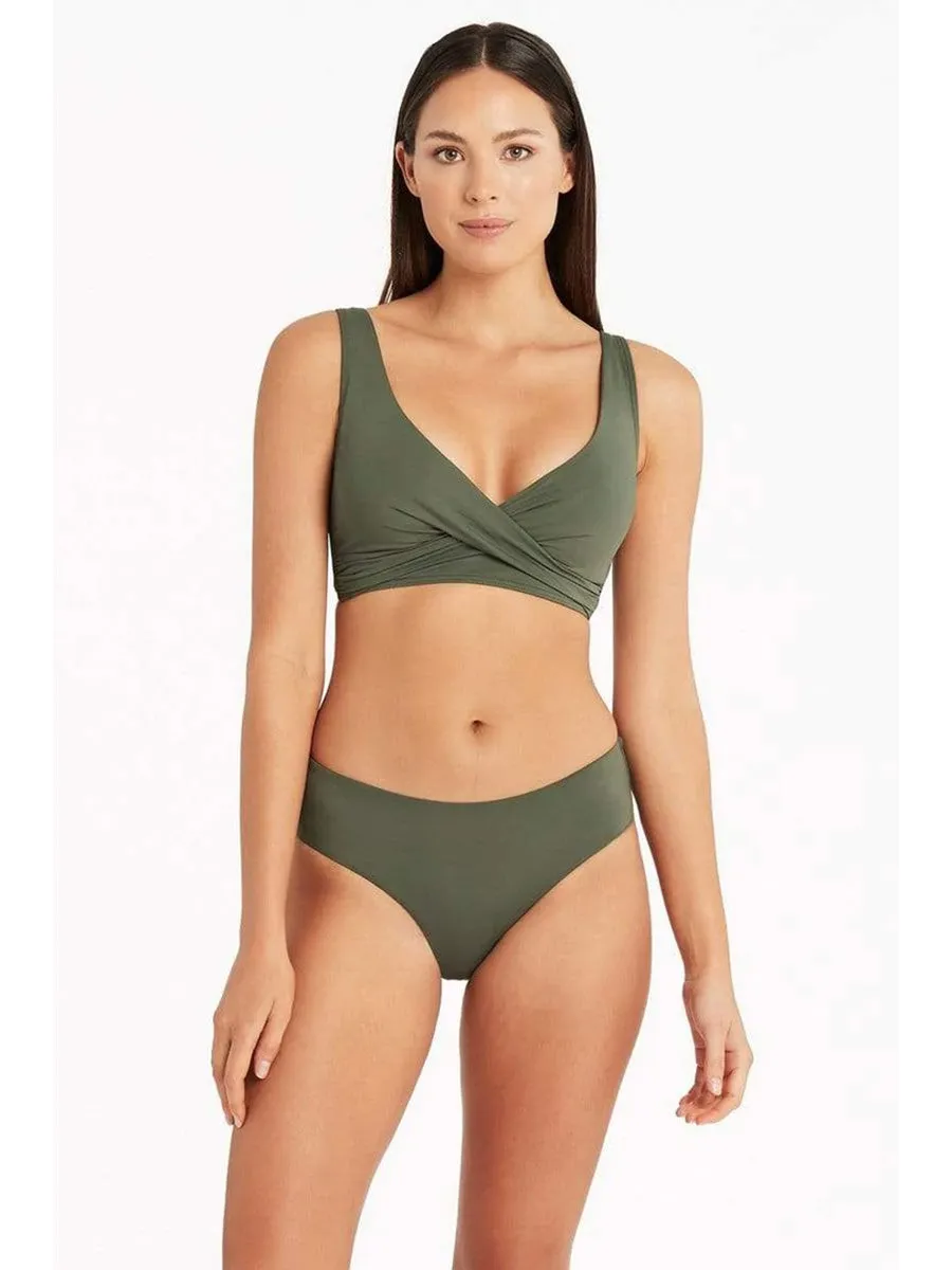 Essentials Cross Front Bra in Khaki