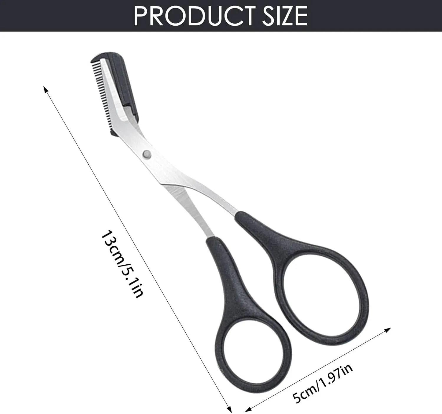 Eyebrow Scissors with Comb, Professional Precision Eyebrow Trimmer, Non Slip Finger Grips Eyebrow Trimming Scissors Hair Removal Beauty Accessories for Men Women