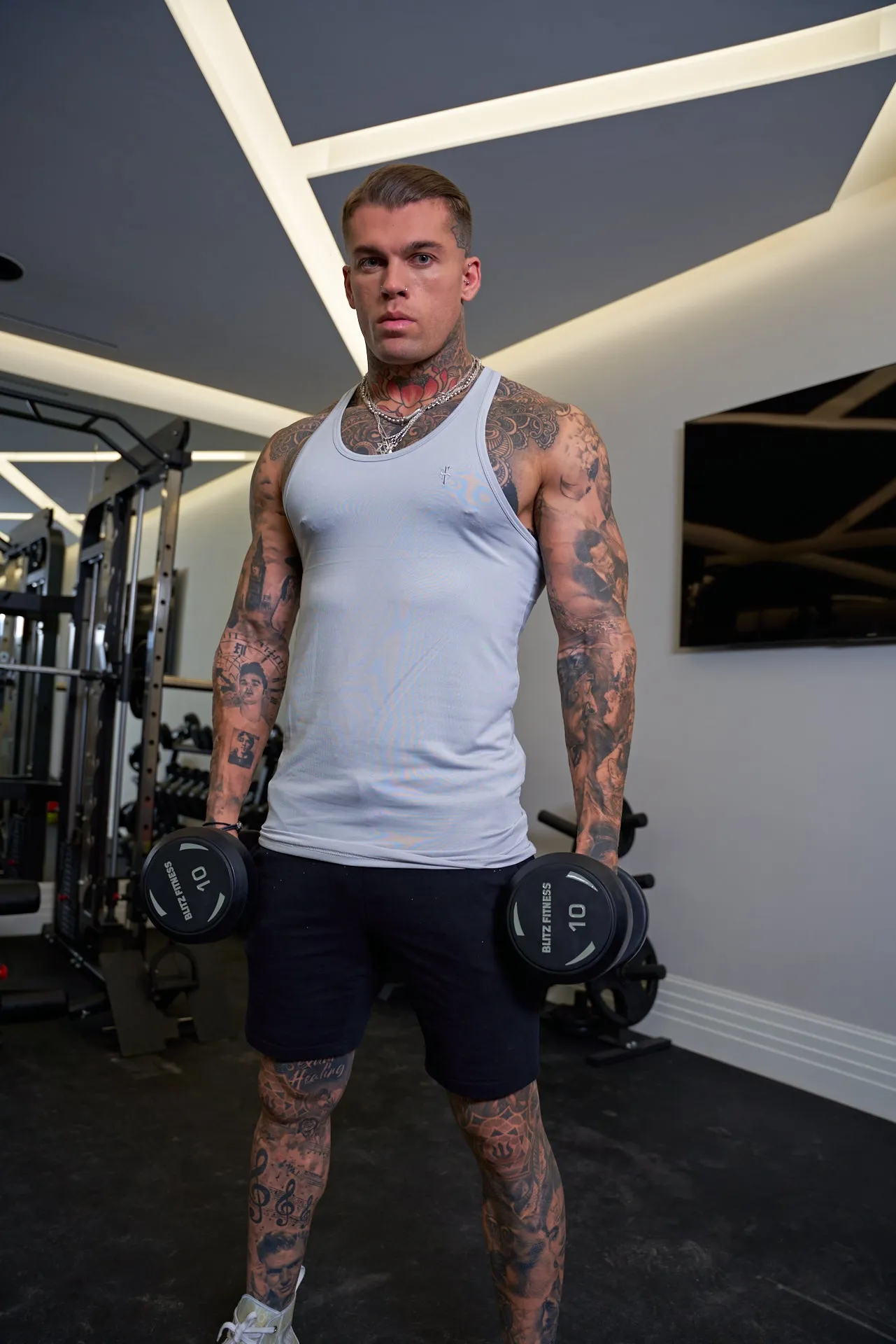 Father Sons Stone Grey Gym Vest - FSH682