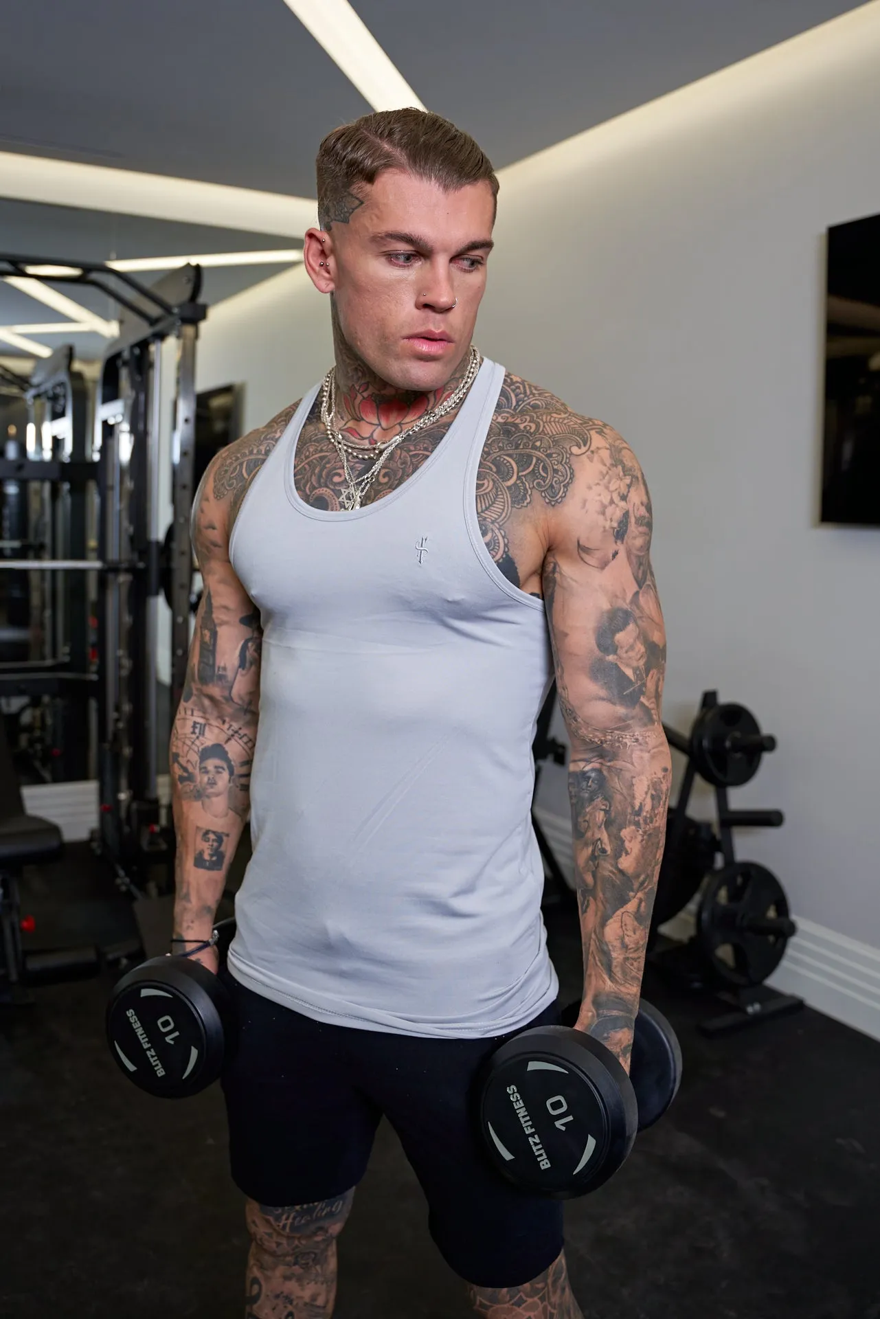 Father Sons Stone Grey Gym Vest - FSH682