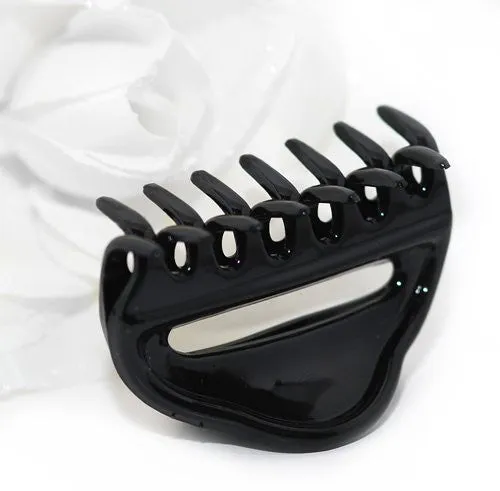 French Black Plastic Open Hair Claw