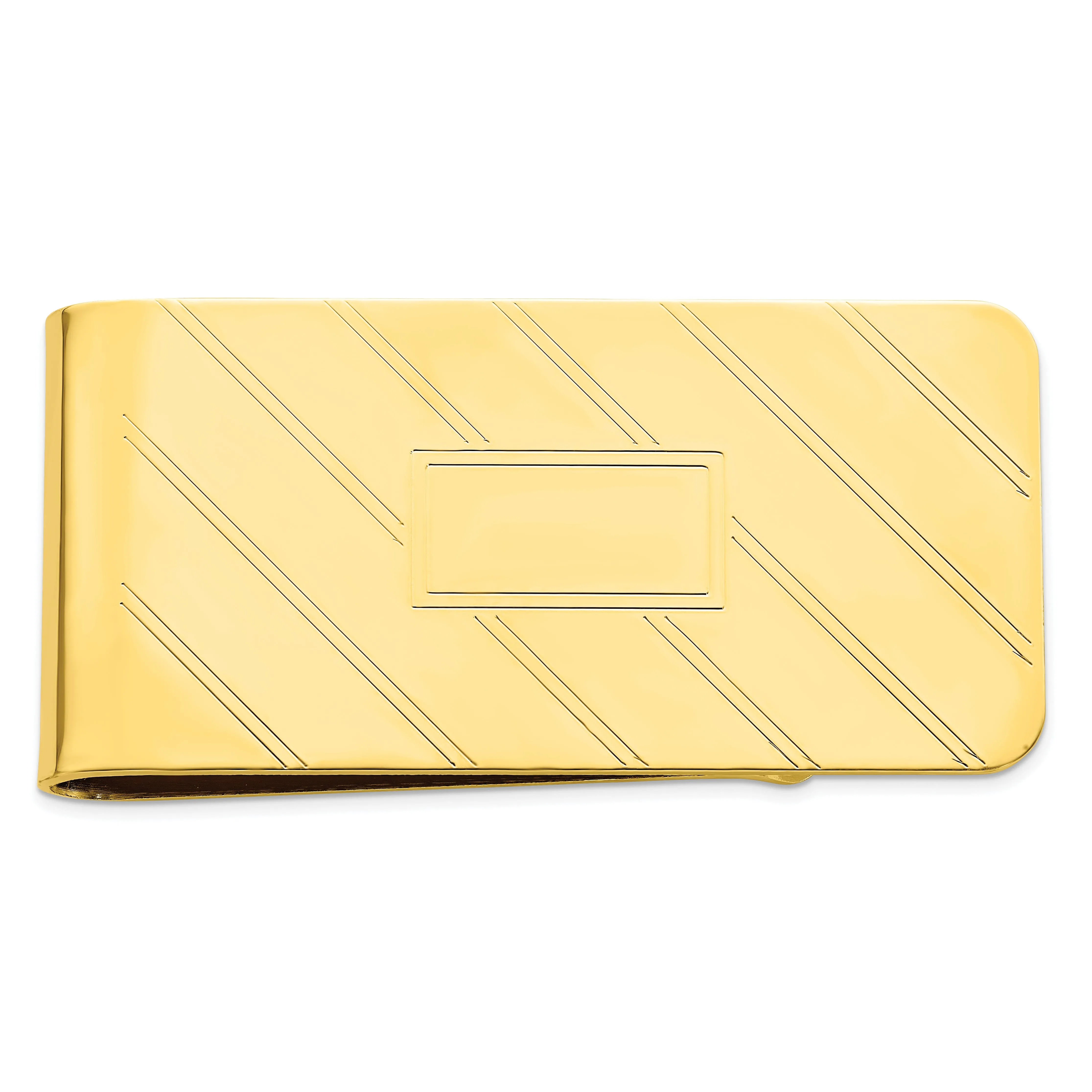 Gold Plated Etched Diagonal Line Money Clip