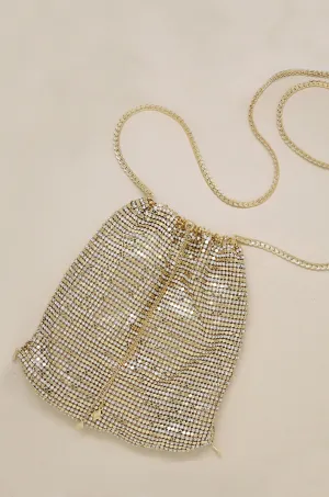 Gold Shimmer Pouch with Gold Shoulder Chain