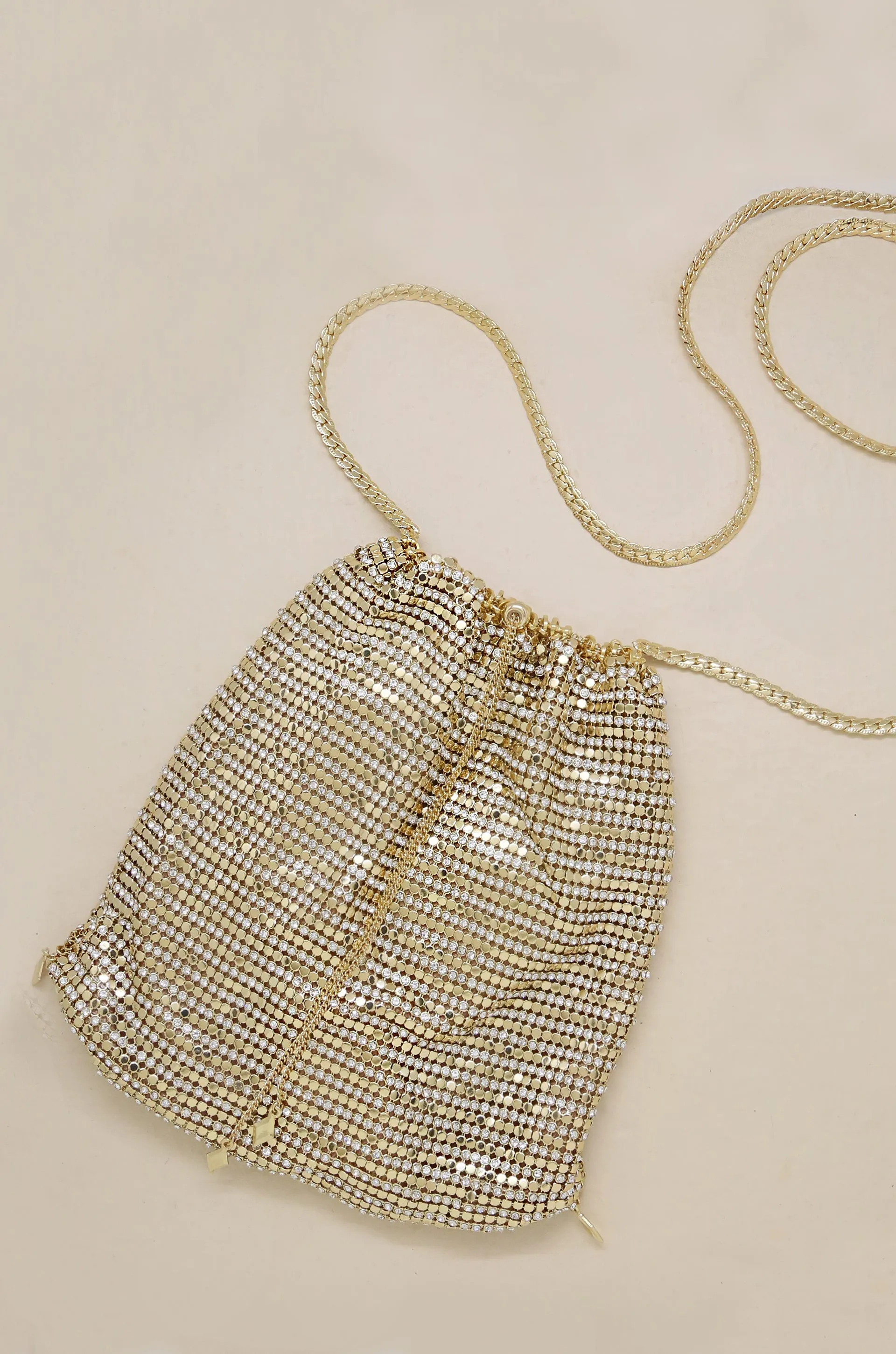 Gold Shimmer Pouch with Gold Shoulder Chain