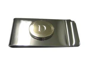 Gold Toned Etched Oval Letter D Monogram Money Clip