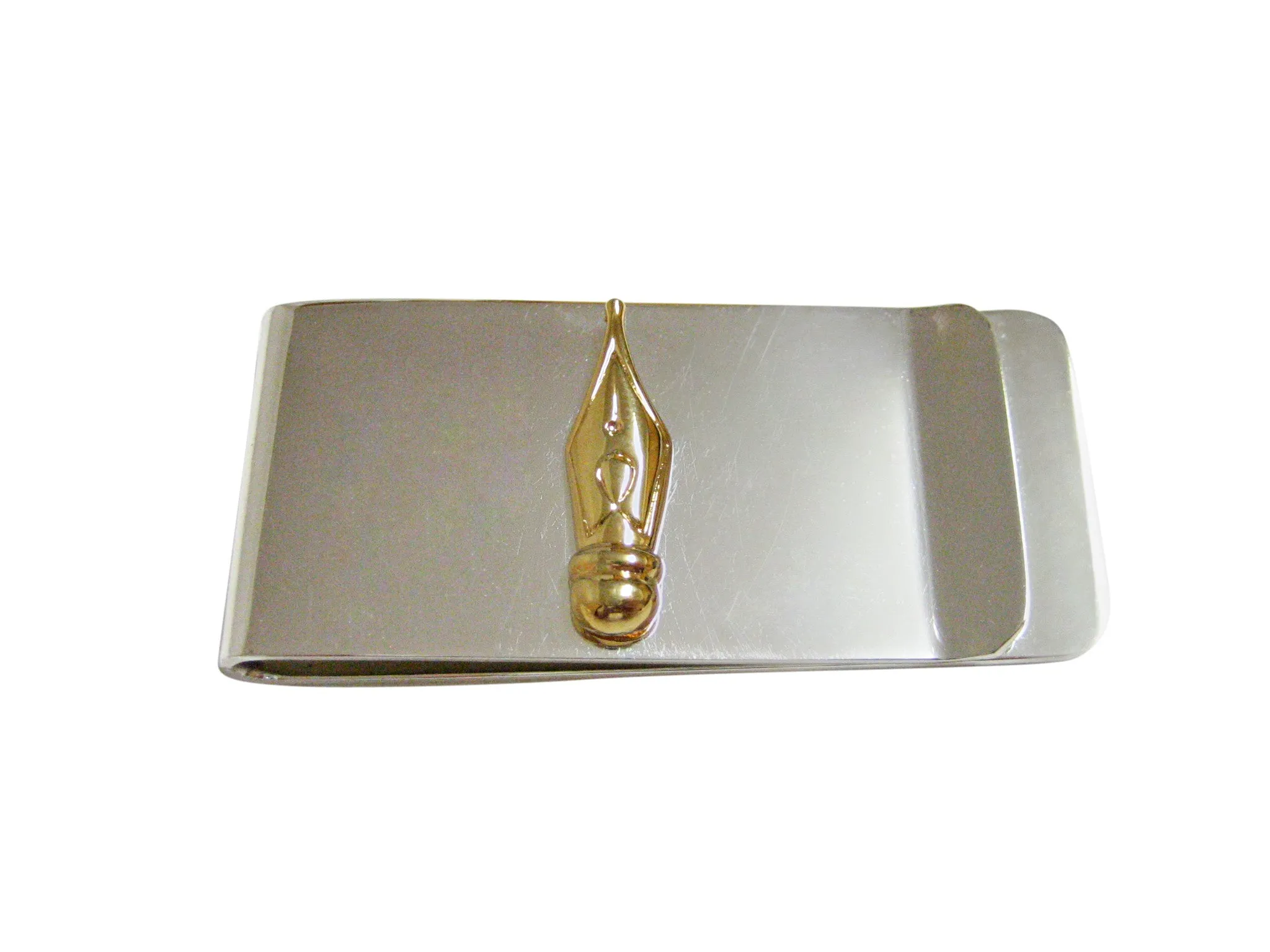 Gold Toned Fountain Pen Nib Money Clip