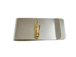 Gold Toned Fountain Pen Nib Money Clip