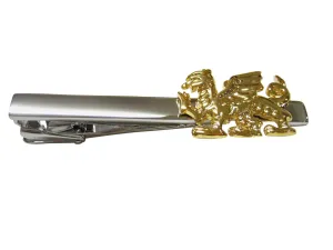 Gold Toned Welsh Dragon Square Tie Clip