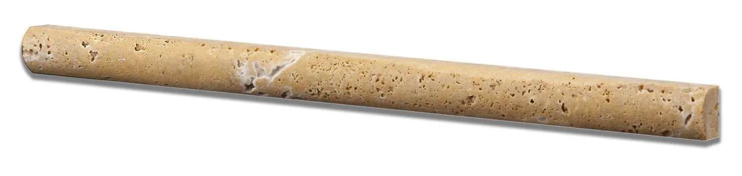 Gold / Yellow 1/2 X 12 Travertine Pencil Liner / Bullnose Trim