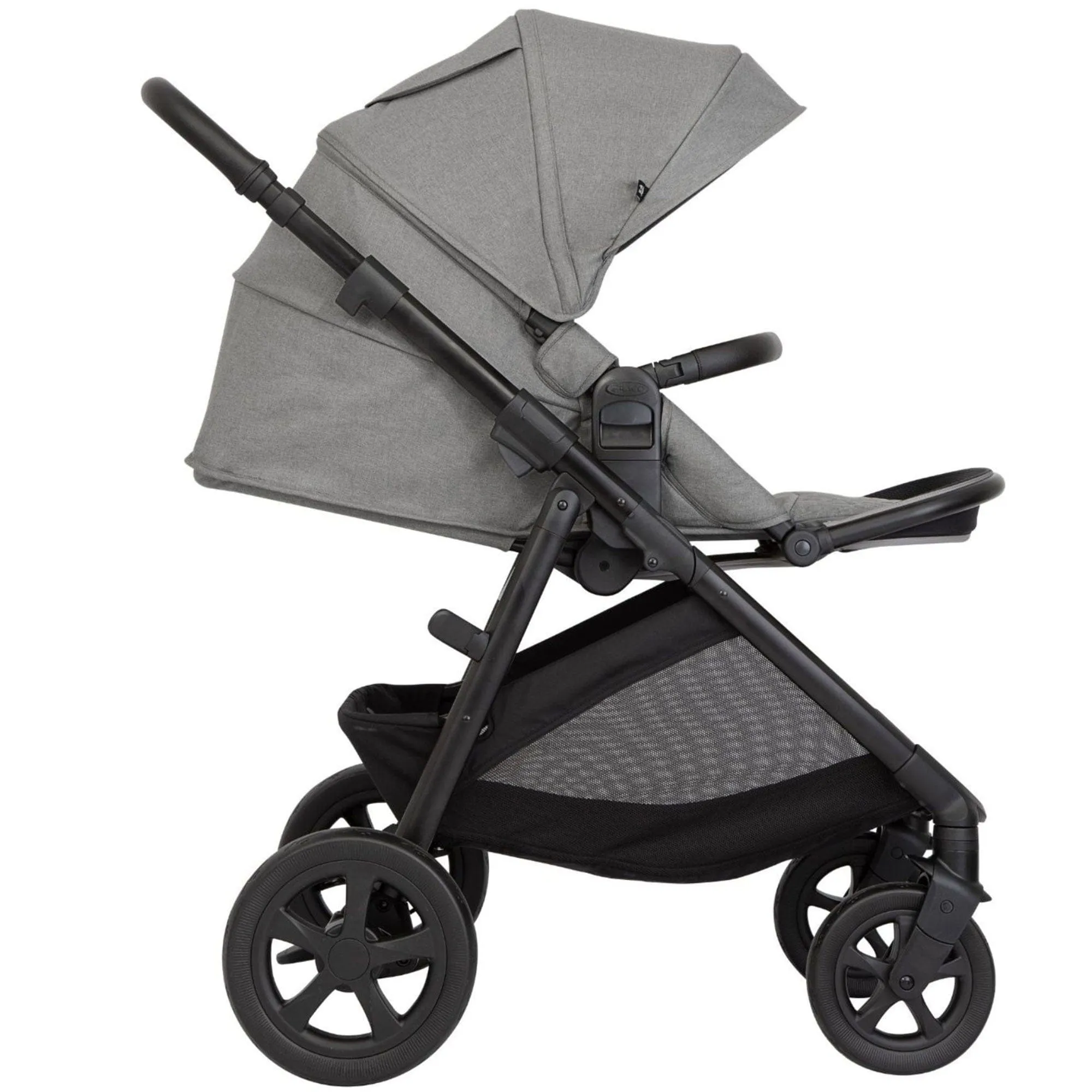 Graco Near2Me DLX Trio inc. Pushchair, Carrycot and Snuglite - Ash