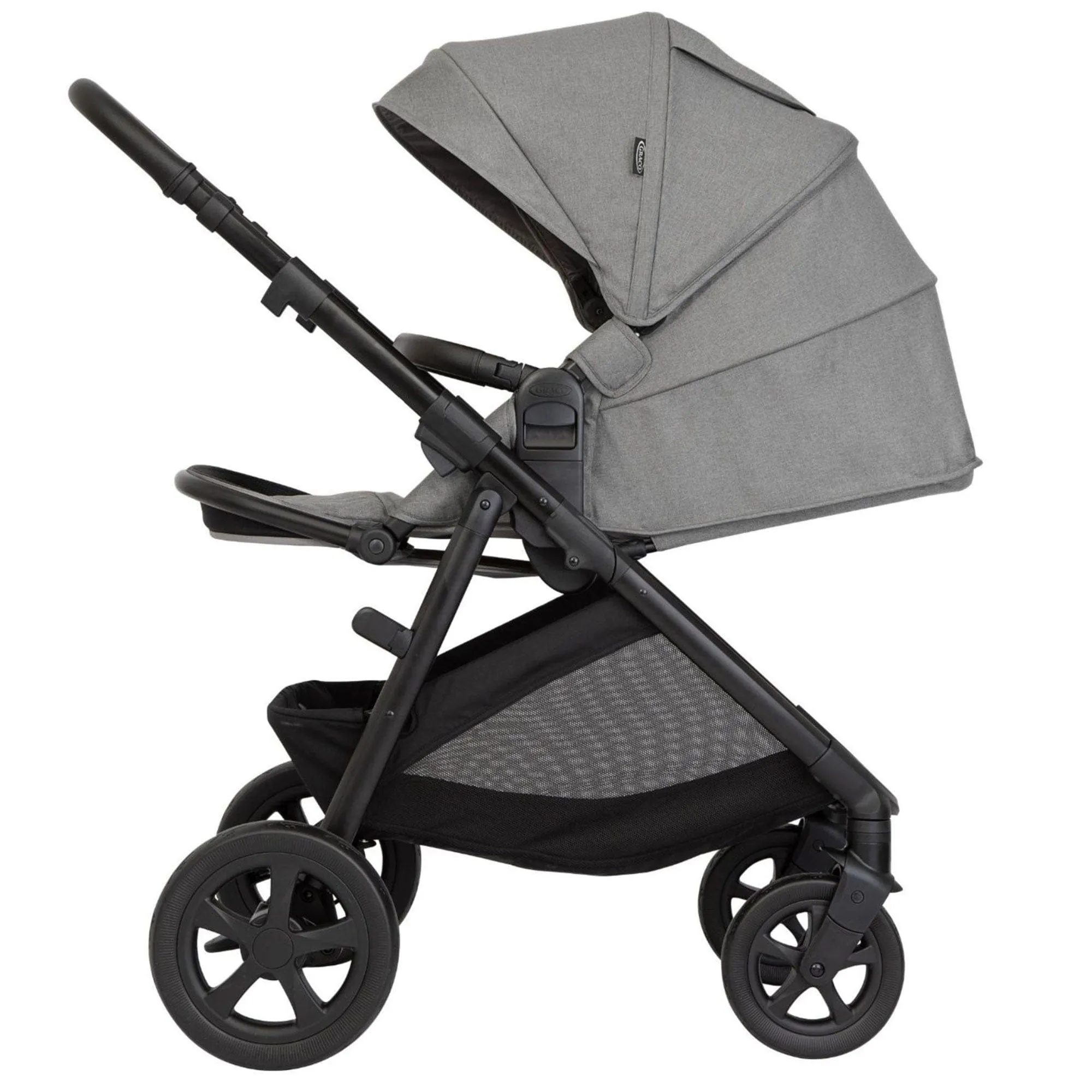 Graco Near2Me DLX Trio inc. Pushchair, Carrycot and Snuglite - Ash