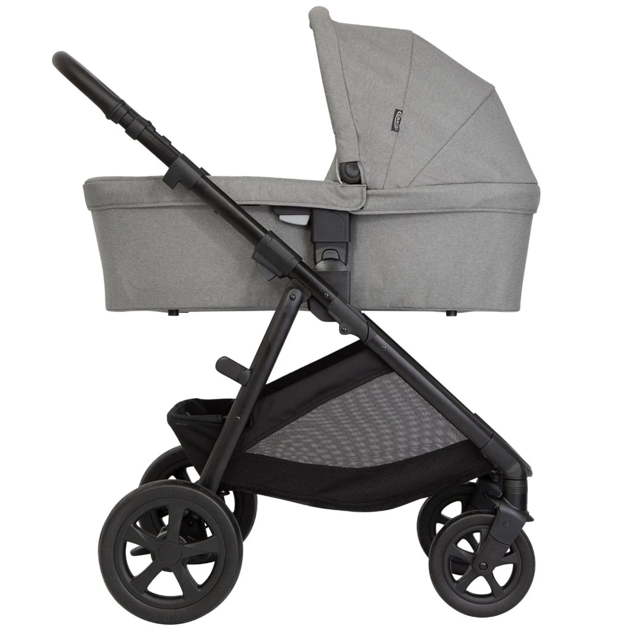 Graco Near2Me DLX Trio inc. Pushchair, Carrycot and Snuglite - Ash