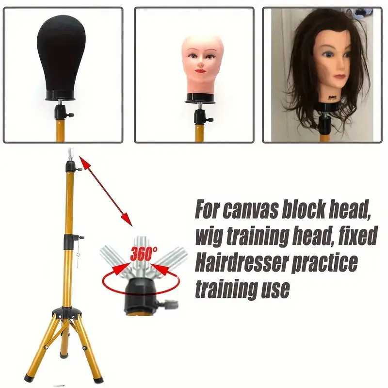 Heavy Duty Wig Stand Tripod - 120cm - Fully Adjustable - Black